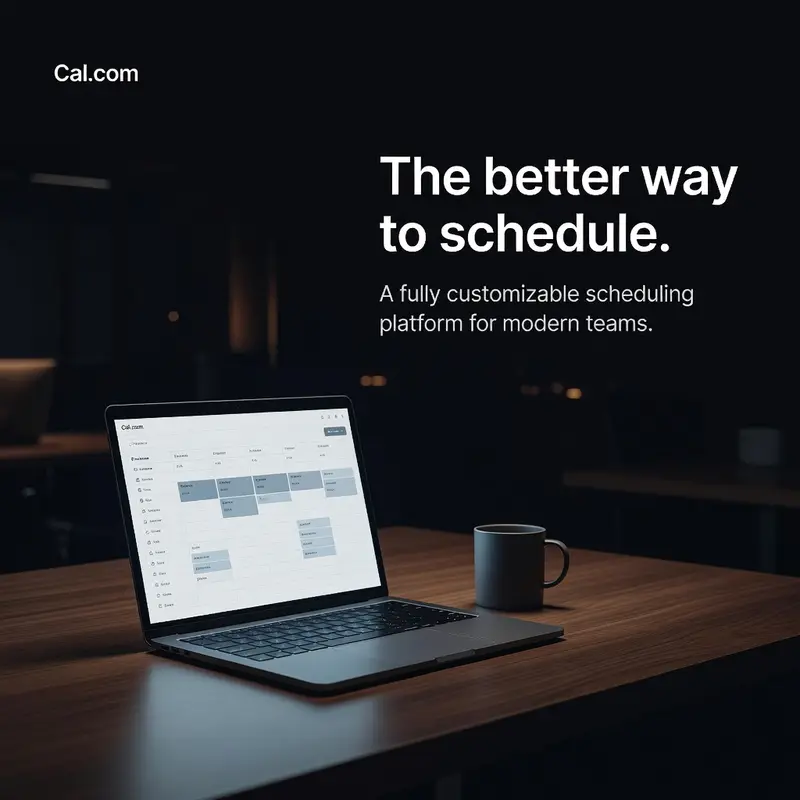 The same SaaS ad with the laptop moved low and to the left, leaving the opposite quadrant dark and clear for the headline