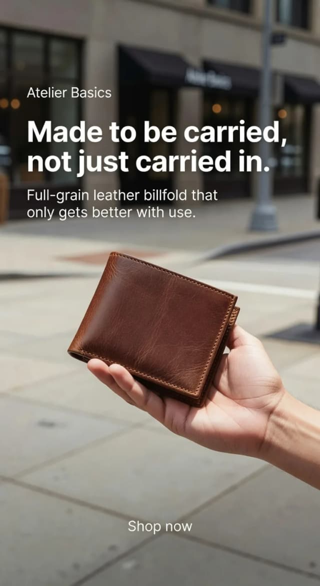 Leather goods ad creative